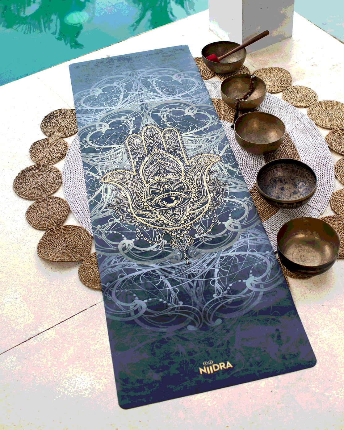 Hamsa hand yoga mat