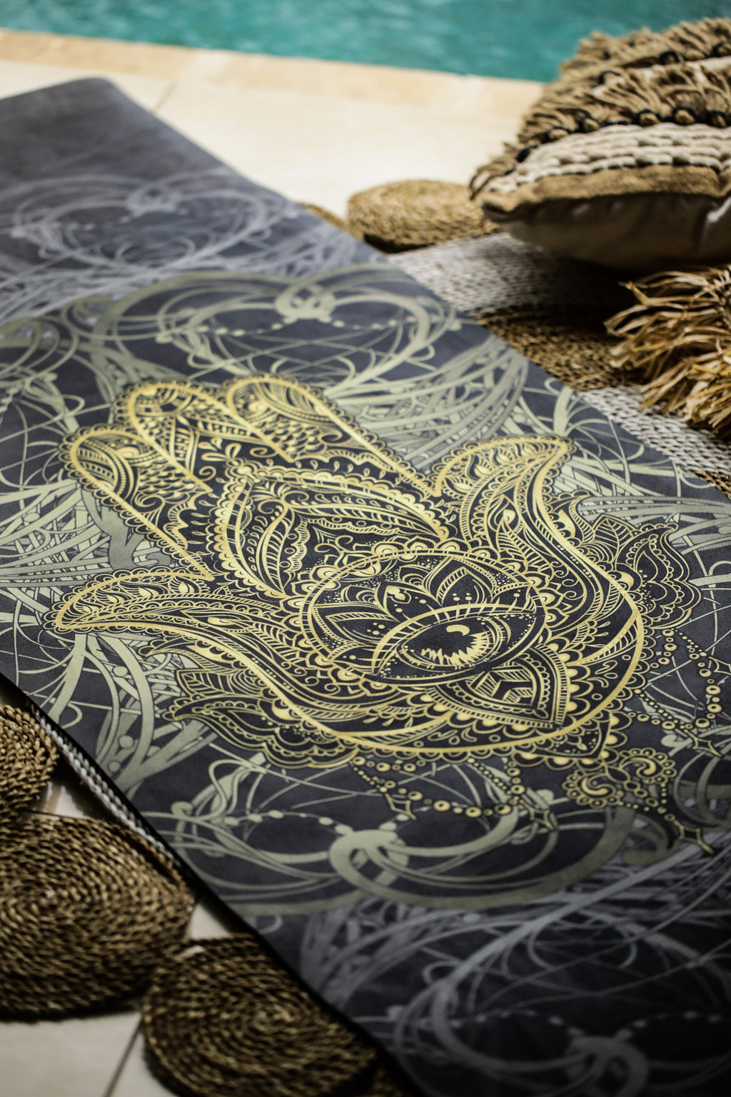 Hamsa hand yoga mat